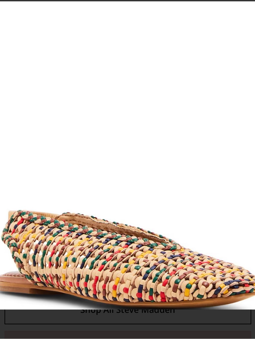 Steven Madden Rumi Leather Multicolor Woven High Vamp Slingback Flats